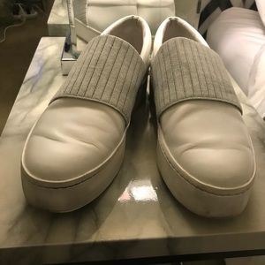 vince weadon leather knit platform sneakers